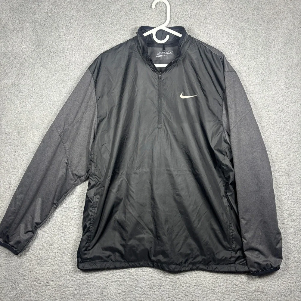 Nike Golf Mens XL Black Grey Quarter Zip Windbreaker Jacket 1808